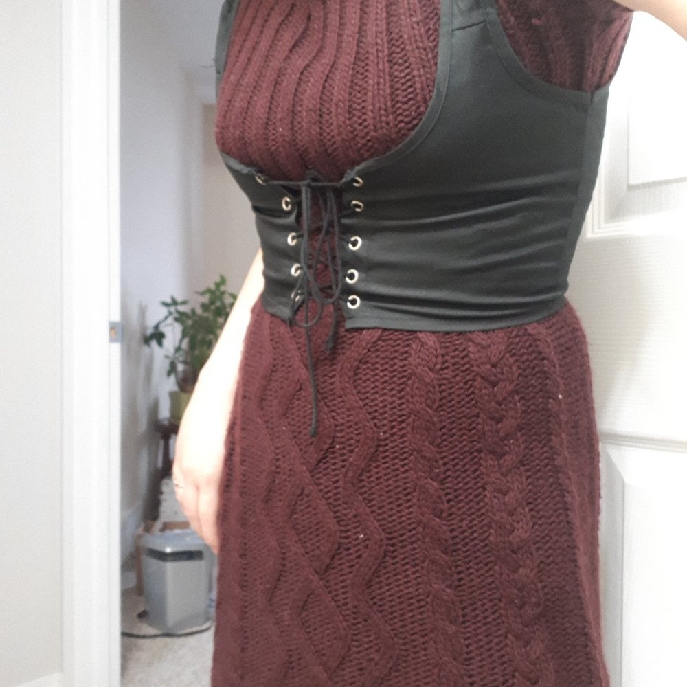 Dex Burgundy Knit Sweater Dress